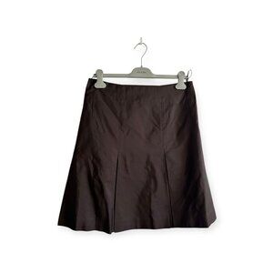 Prada Brown Silk Pleated Skirt, Size 44 Italy